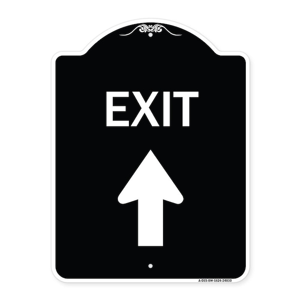 Exit Exit with Up Arrow Heavy-Gauge Aluminum Architectural Sign, 24" H, 18" L, BW-1824-24030